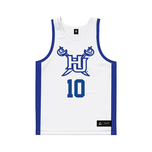 Hampton - NCAA Men's Basketball : Chris Eldredge - White Basketball Jersey-0