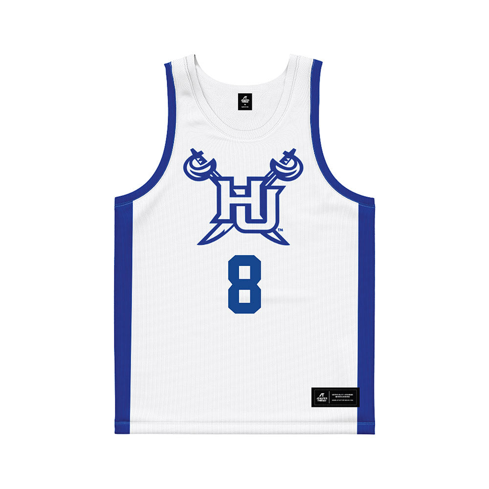 Hampton - NCAA Men's Basketball : Maximus Frazier - White Basketball Jersey-0