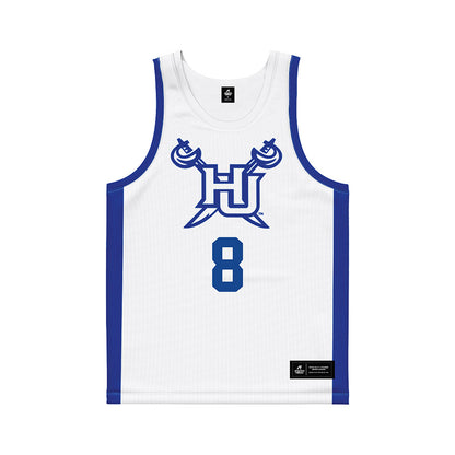 Hampton - NCAA Men's Basketball : Maximus Frazier - White Basketball Jersey-0
