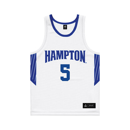 Hampton - NCAA Women's Basketball : Diamond Wiggins - White Basketball Jersey-0