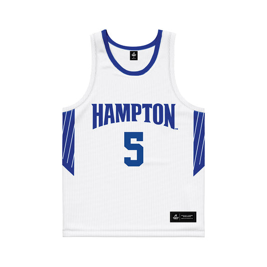 Hampton - NCAA Women's Basketball : Diamond Wiggins - White Basketball Jersey-0