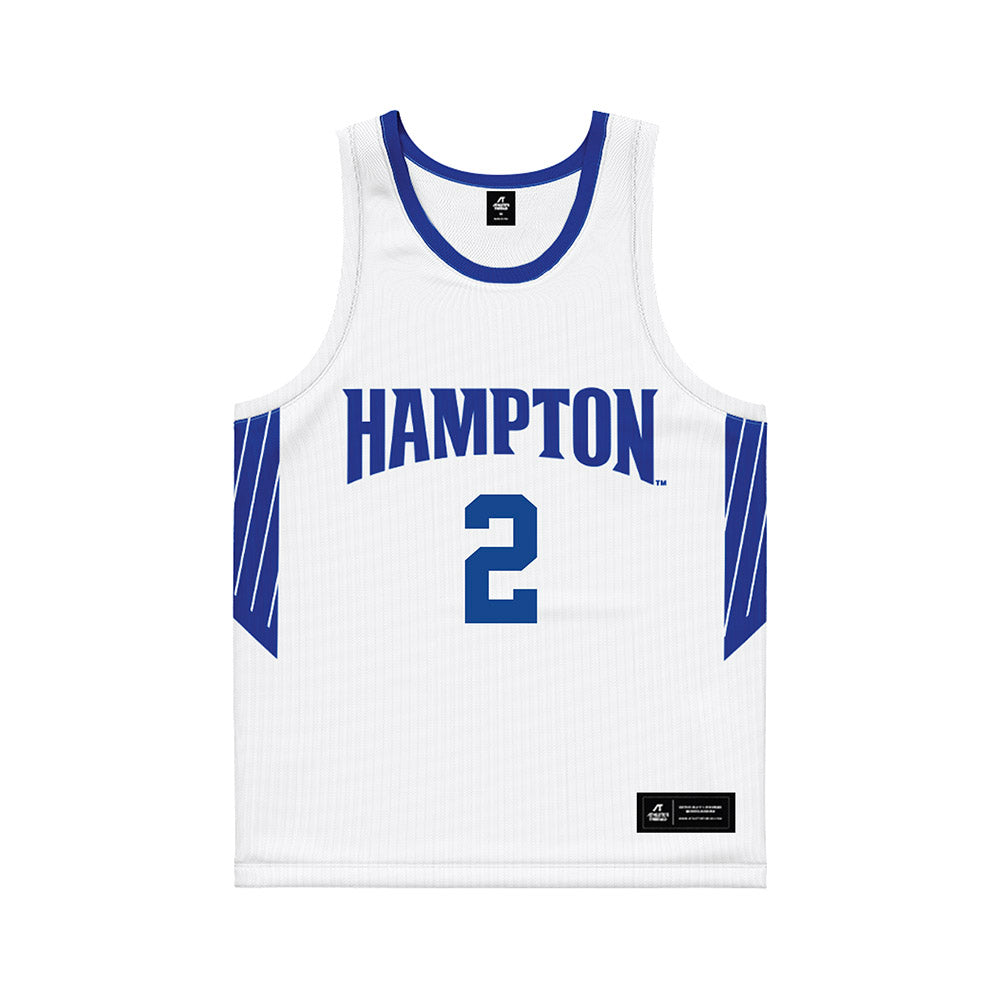 Hampton - NCAA Women's Basketball : Eghosa Obasuyi - White Basketball Jersey-0