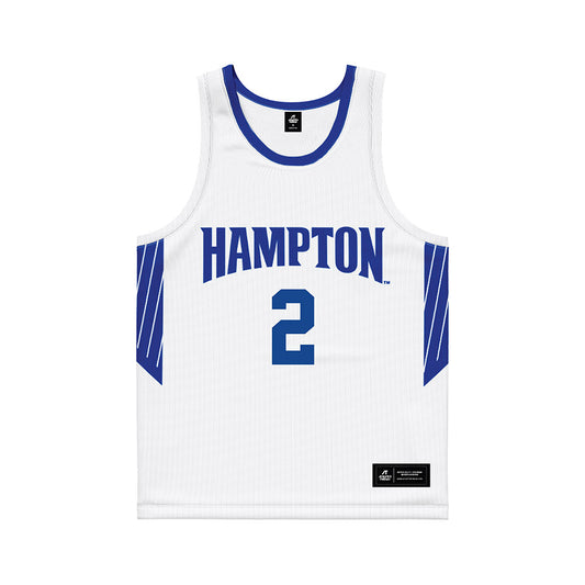 Hampton - NCAA Women's Basketball : Eghosa Obasuyi - White Basketball Jersey-0