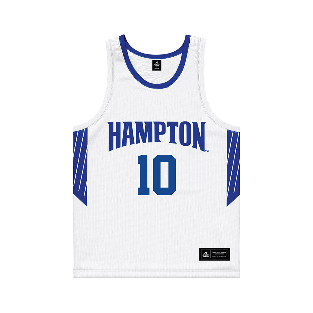 Hampton - NCAA Women's Basketball : Jeniya Bowers - White Basketball Jersey-0