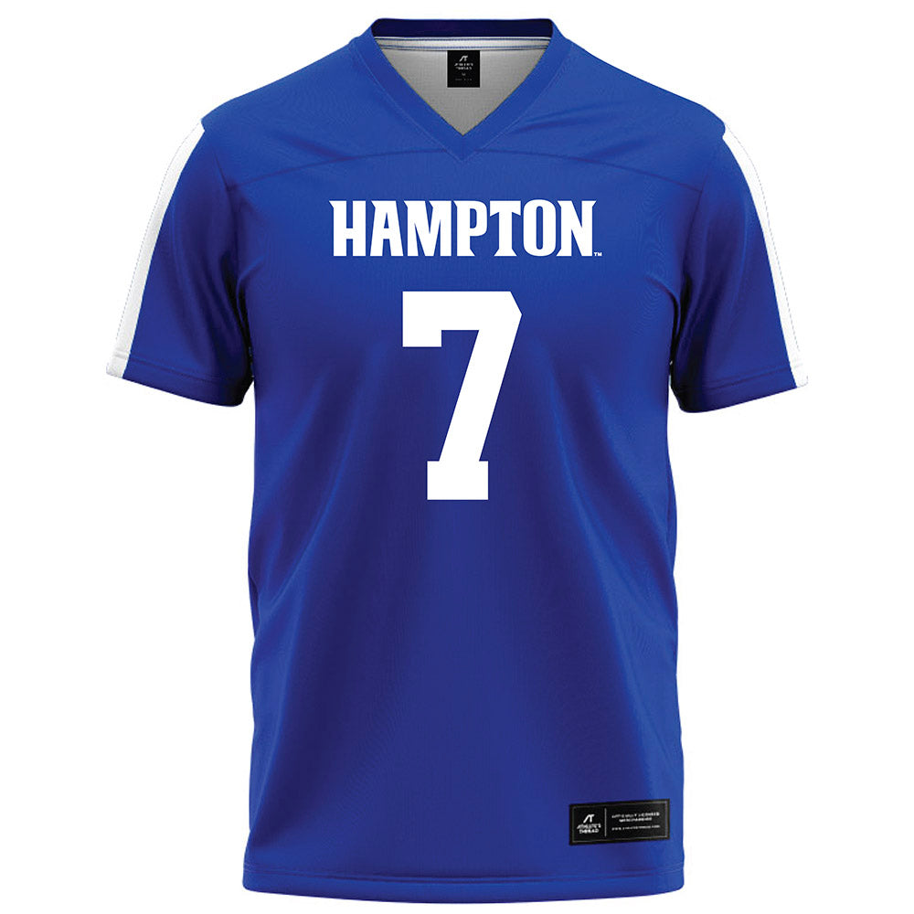 Hampton - NCAA Football : Isaiah Smith - Blue Football Jersey-0