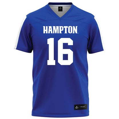 Hampton - NCAA Football : Joshua Hawley - Blue Football Jersey-0