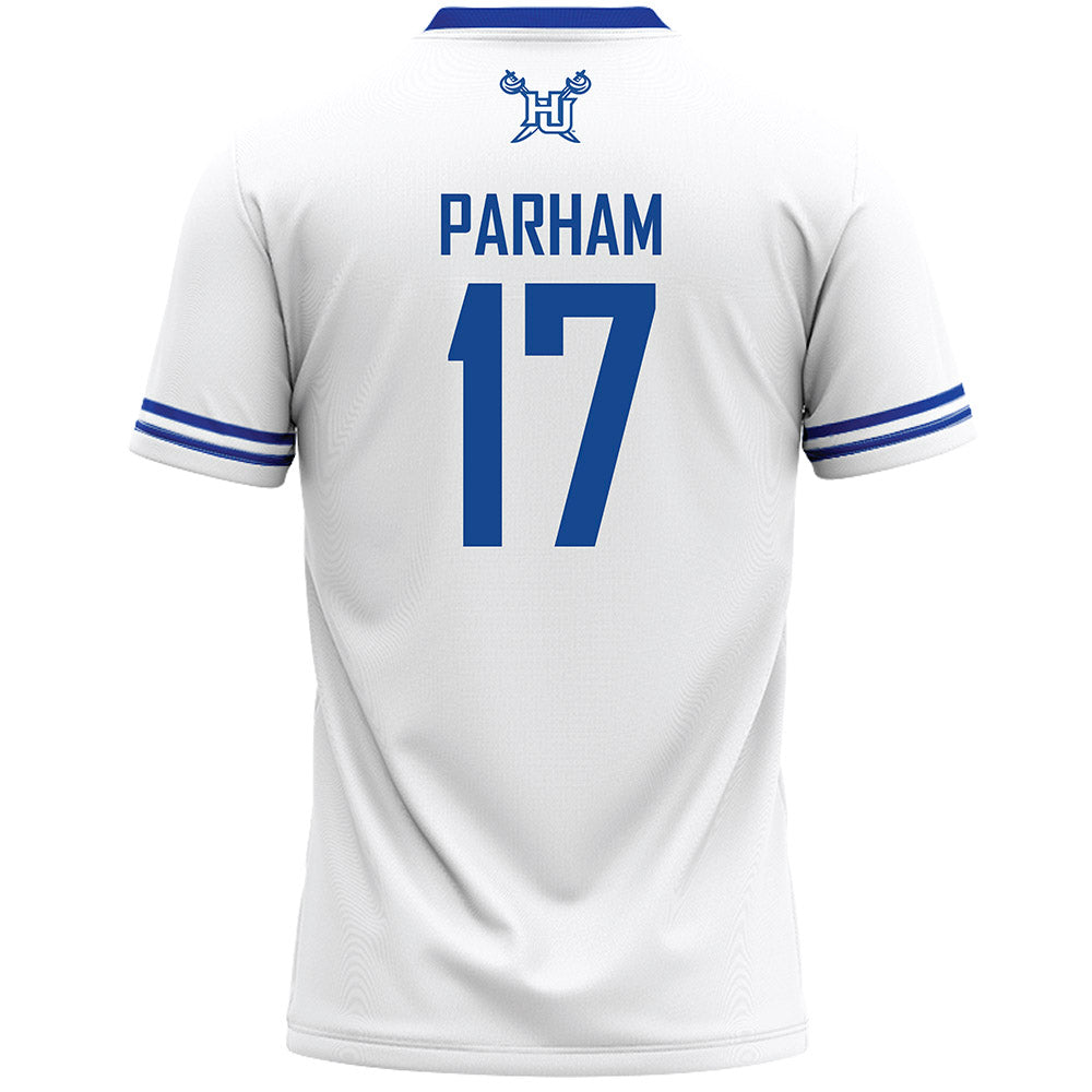 Hampton - NCAA Men's Lacrosse : Owen Parham - White Lacrosse Jersey -1
