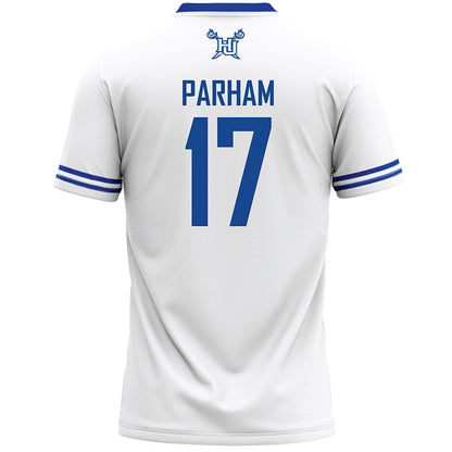 Hampton - NCAA Men's Lacrosse : Owen Parham - White Lacrosse Jersey -1