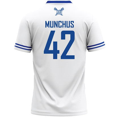 Hampton - NCAA Men's Lacrosse : Dylan Munchus - White Lacrosse Jersey -1