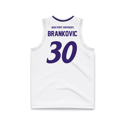 High Point - NCAA Men's Basketball : Filip Brankovic - White Basketball Jersey-1