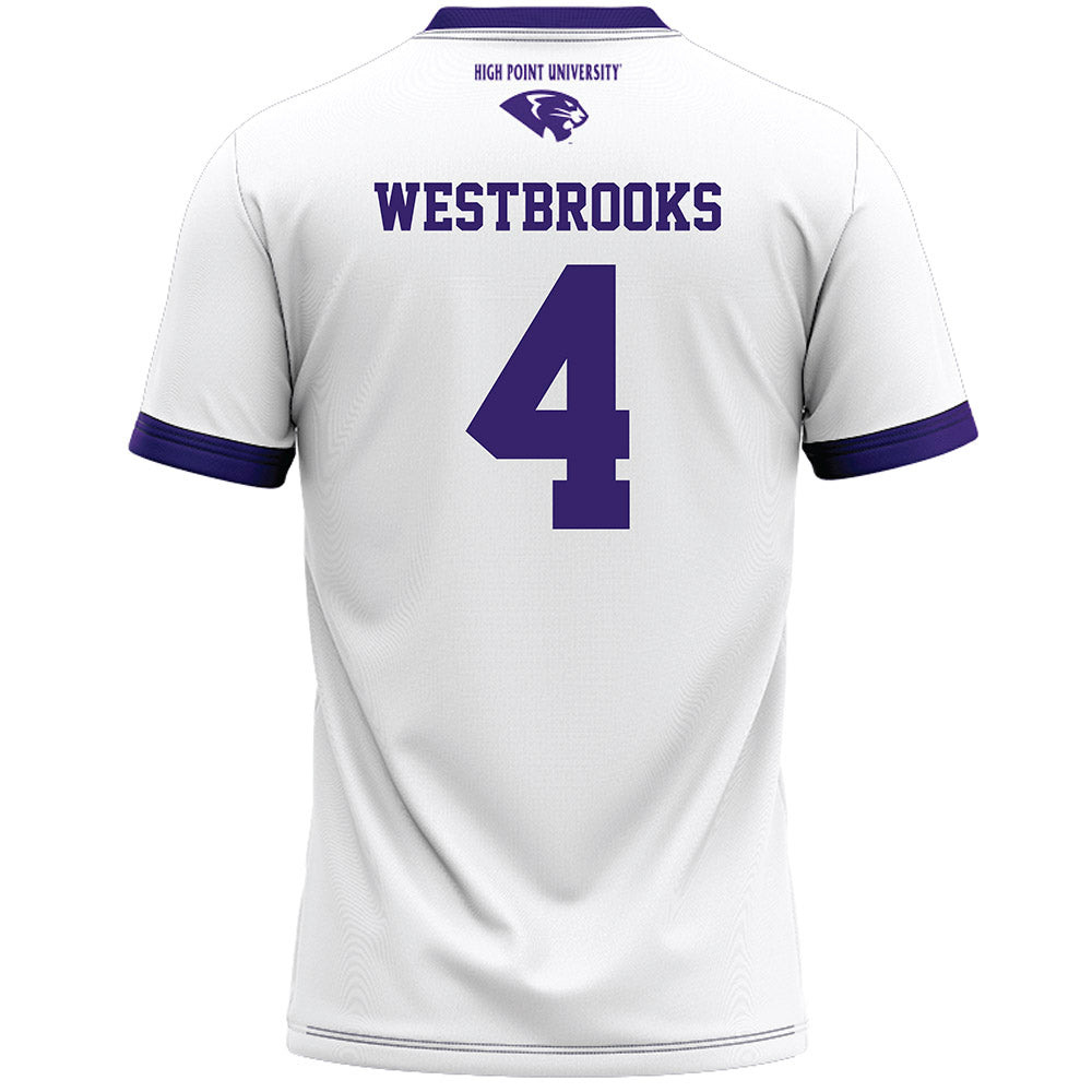 High Point - NCAA Men's Lacrosse : James Westbrooks - White Lacrosse Jersey -1