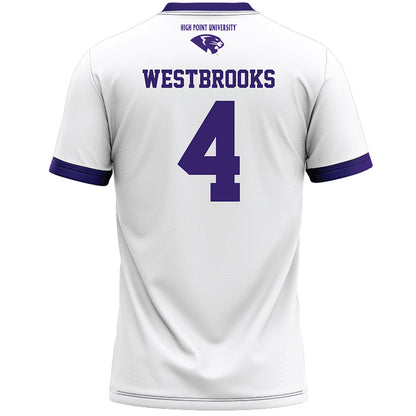High Point - NCAA Men's Lacrosse : James Westbrooks - White Lacrosse Jersey -1
