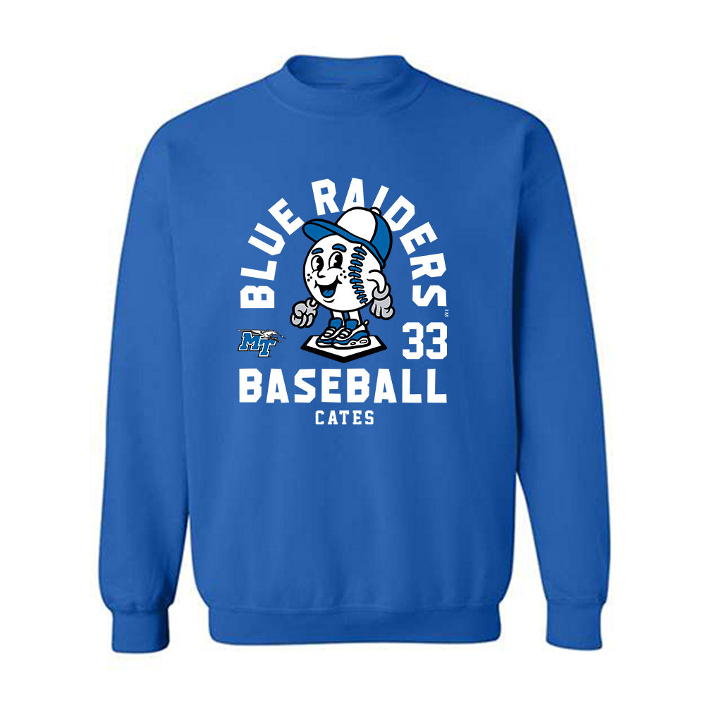 MTSU - NCAA Baseball : Cole Cates - Fashion Shersey Crewneck Sweatshirt-0
