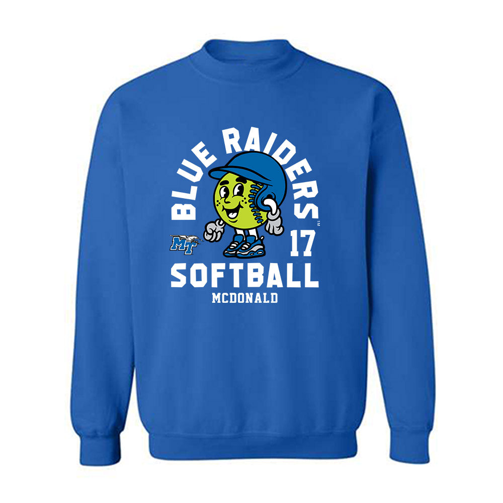 MTSU - NCAA Softball : Lucie McDonald - Fashion Shersey Crewneck Sweatshirt-0