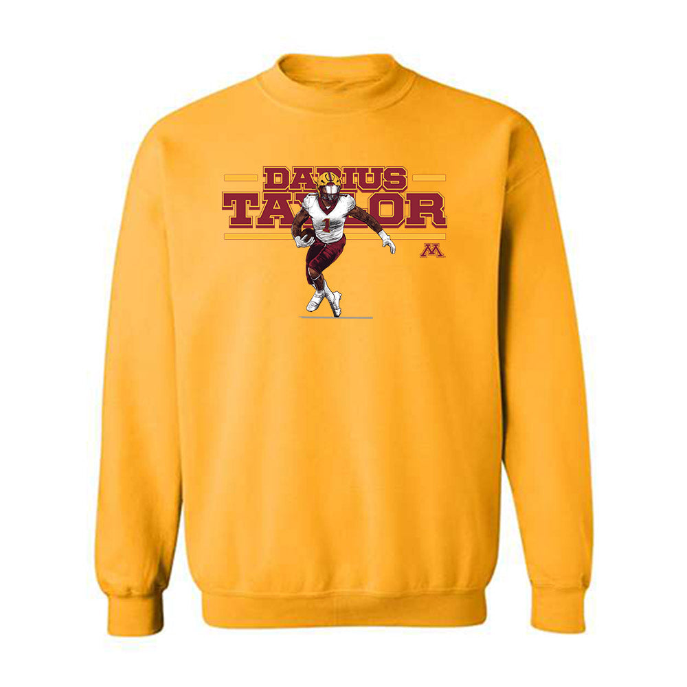 Minnesota - NCAA Football : Darius Taylor - Gold Individual Caricature Crewneck Sweatshirt