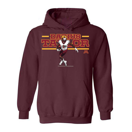 Minnesota - NCAA Football : Darius Taylor - Maroon Individual Caricature Hooded Sweatshirt