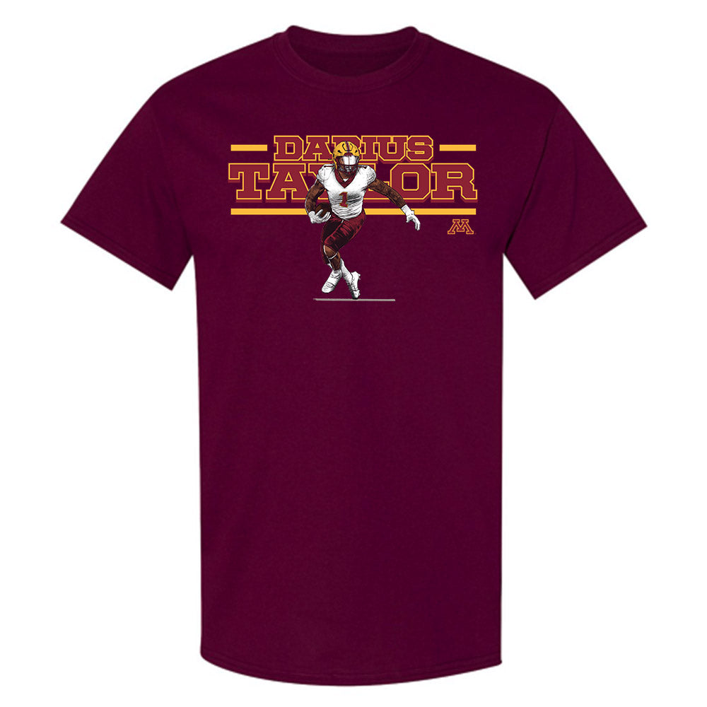 Minnesota - NCAA Football : Darius Taylor - Maroon Individual Caricature T-Shirt