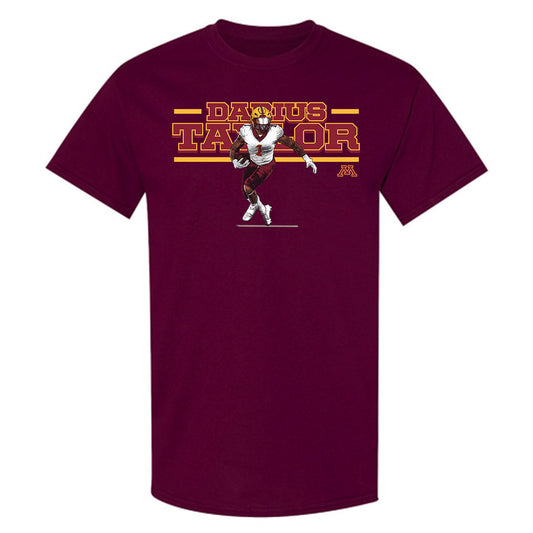 Minnesota - NCAA Football : Darius Taylor - Maroon Individual Caricature T-Shirt