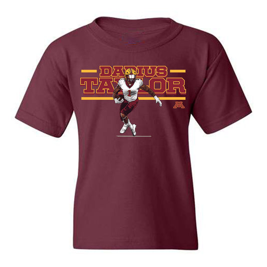 Minnesota - NCAA Football : Darius Taylor - Maroon Individual Caricature Youth T-Shirt