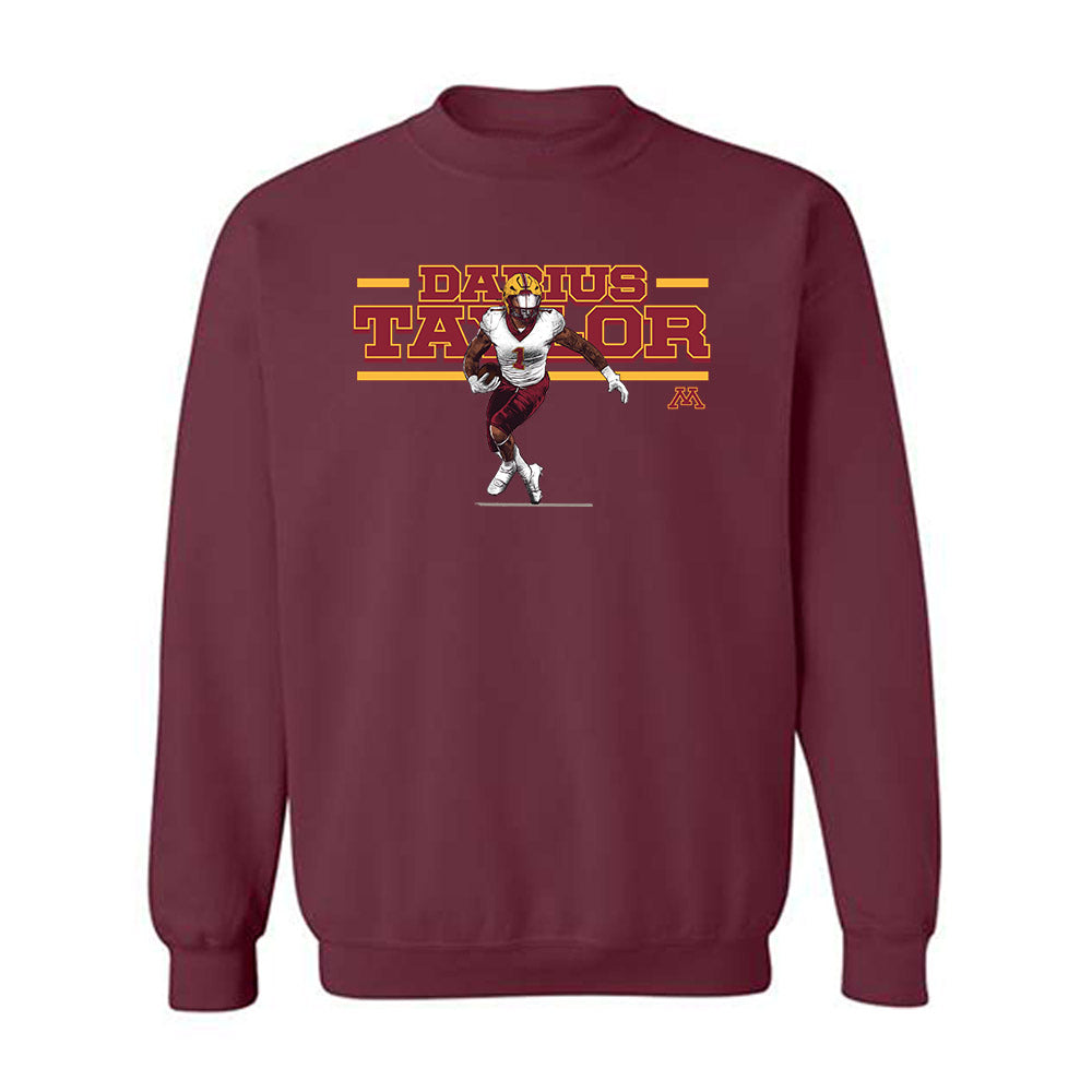 Minnesota - NCAA Football : Darius Taylor - Maroon Individual Caricature Crewneck Sweatshirt