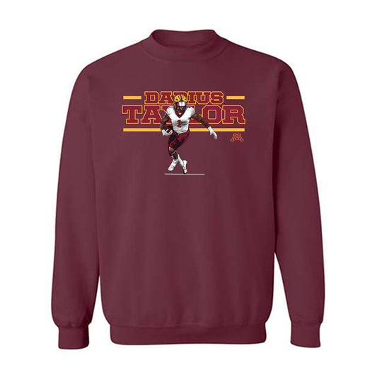 Minnesota - NCAA Football : Darius Taylor - Maroon Individual Caricature Crewneck Sweatshirt