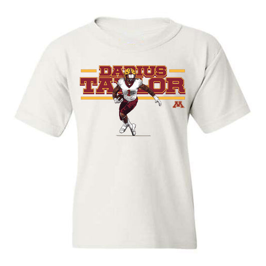 Minnesota - NCAA Football : Darius Taylor - White Individual Caricature Youth T-Shirt