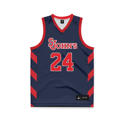 St. Johns - NCAA Men's Basketball : Zuby Ejiofor - Navy Basketball Jersey