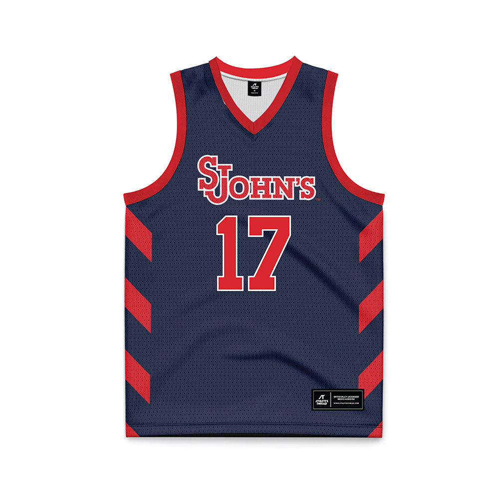 St. Johns - NCAA Men's Basketball : Ruben Prey - Navy Basketball Jersey-0