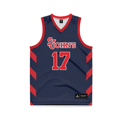 St. Johns - NCAA Men's Basketball : Ruben Prey - Navy Basketball Jersey-0