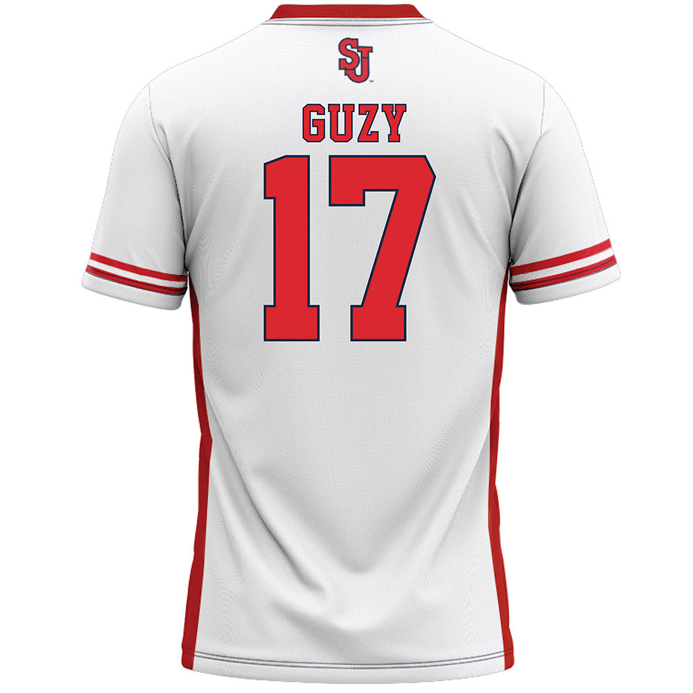 St. Johns - NCAA Men's Lacrosse : Nick Guzy - White Lacrosse Jersey-1