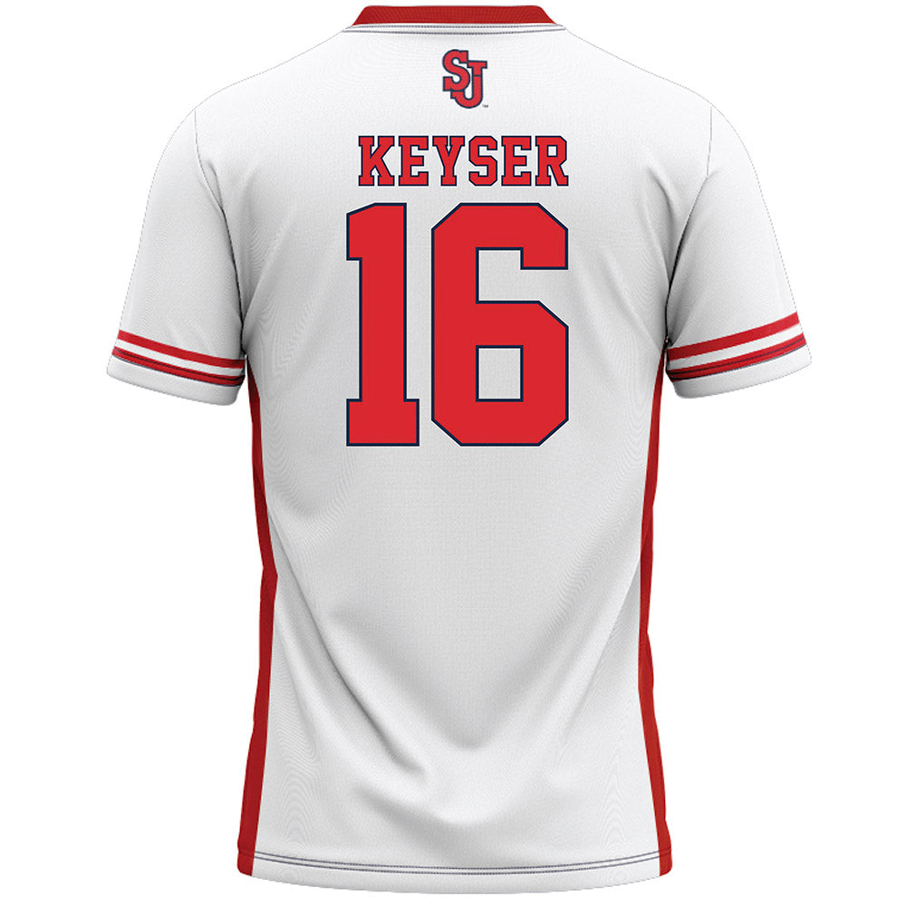 St. Johns - NCAA Men's Lacrosse : Maclin Keyser - White Lacrosse Jersey -1