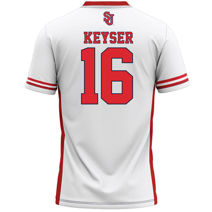 St. Johns - NCAA Men's Lacrosse : Maclin Keyser - White Lacrosse Jersey -1