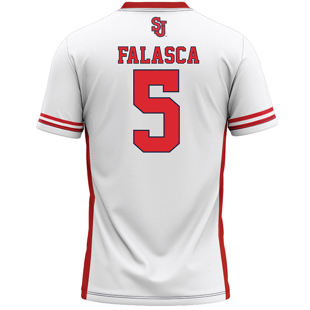 St. Johns - NCAA Men's Lacrosse : Quinn Falasca - White Lacrosse Jersey -1