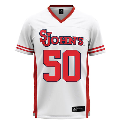 St. Johns - NCAA Men's Lacrosse : Jackson Harcarik - White Lacrosse Jersey -0
