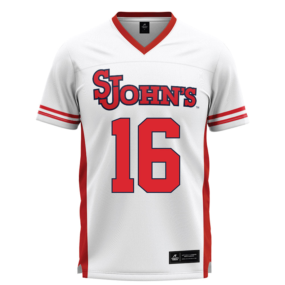 St. Johns - NCAA Men's Lacrosse : Maclin Keyser - White Lacrosse Jersey -0
