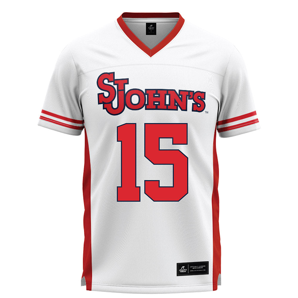 St. Johns - NCAA Men's Lacrosse : Cam Konradi - White Lacrosse Jersey -0