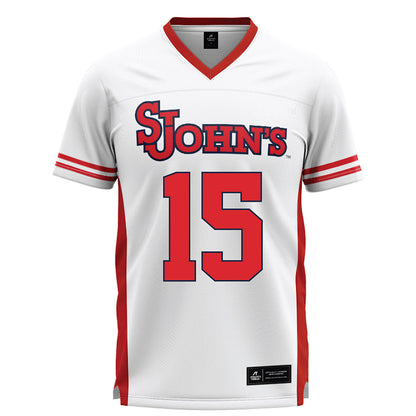 St. Johns - NCAA Men's Lacrosse : Cam Konradi - White Lacrosse Jersey -0