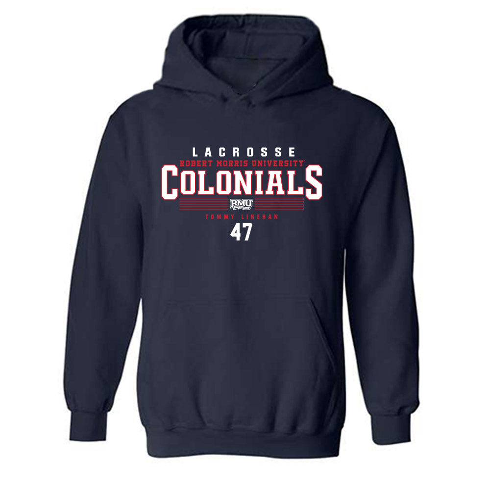 Robert Morris - NCAA Men's Lacrosse : Tommy Linehan - Classic Fashion Shersey Hooded Sweatshirt-0