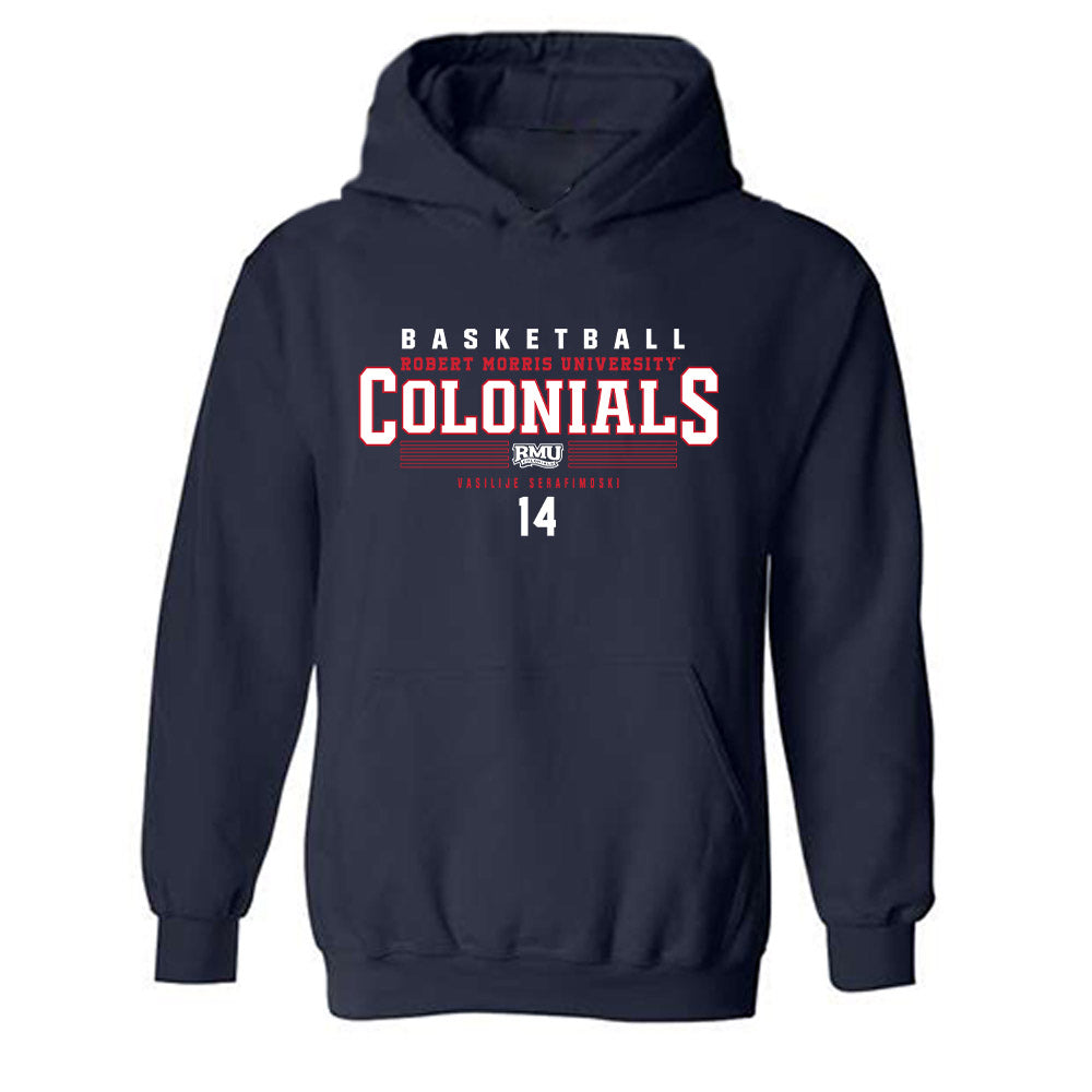 Robert Morris - NCAA Men's Basketball : Vasilije Serafimoski - Classic Fashion Shersey Hooded Sweatshirt-0