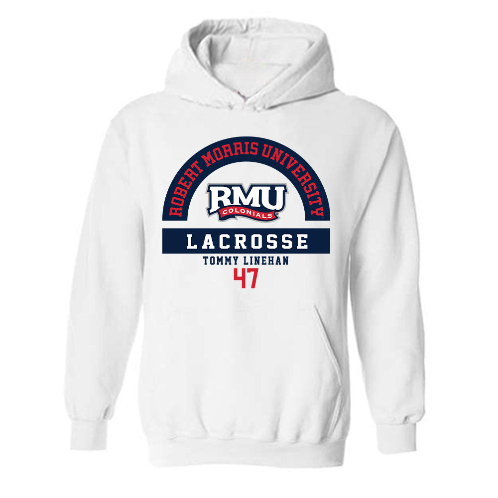 Robert Morris - NCAA Men's Lacrosse : Tommy Linehan - Classic Fashion Shersey Hooded Sweatshirt-0