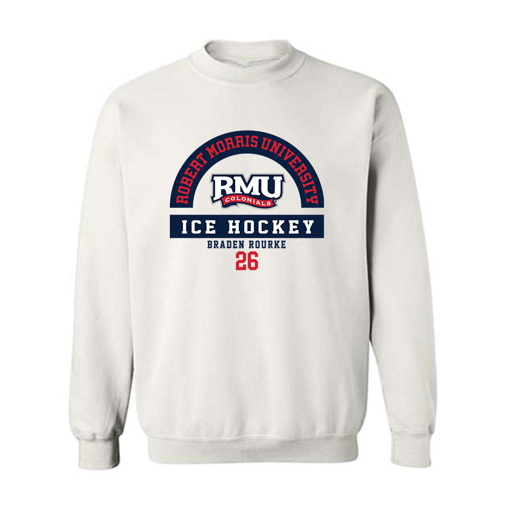 Robert Morris - NCAA Men's Ice Hockey : Braden Rourke - Classic Fashion Shersey Crewneck Sweatshirt-0