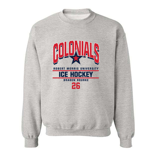 Robert Morris - NCAA Men's Ice Hockey : Braden Rourke - Classic Fashion Shersey Crewneck Sweatshirt-0