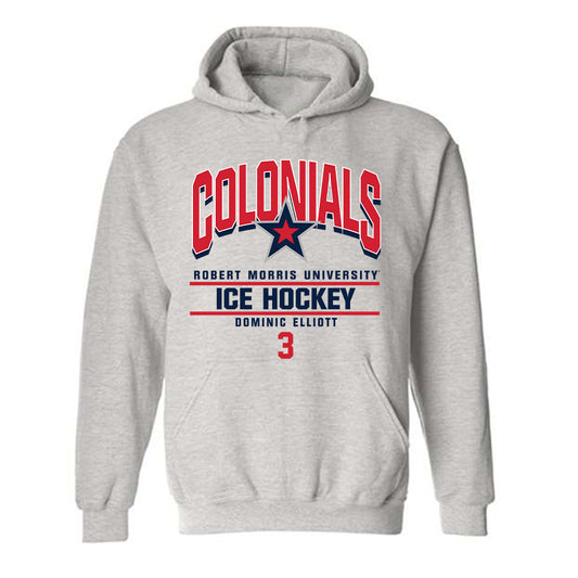 Robert Morris - NCAA Men's Ice Hockey : Dominic Elliott - Classic Fashion Shersey Hooded Sweatshirt-0