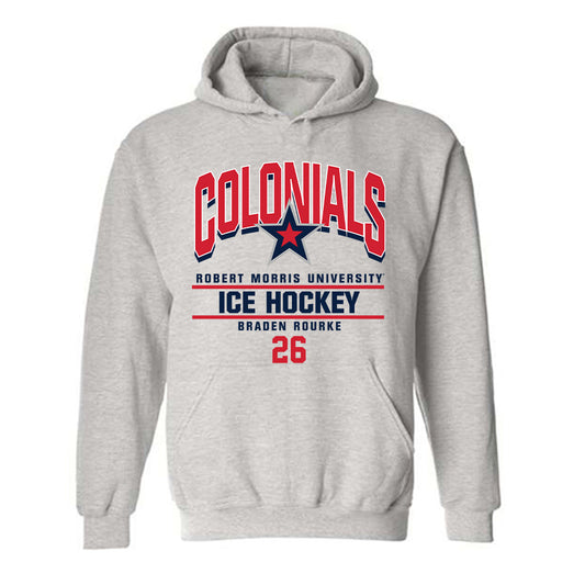 Robert Morris - NCAA Men's Ice Hockey : Braden Rourke - Classic Fashion Shersey Hooded Sweatshirt-0