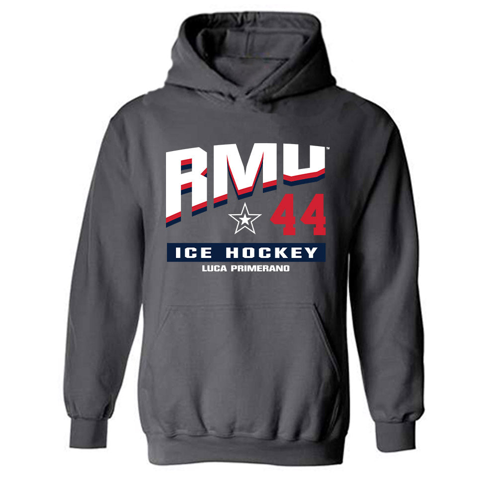 Robert Morris - NCAA Men's Ice Hockey : Luca Primerano - Classic Fashion Shersey Hooded Sweatshirt-0