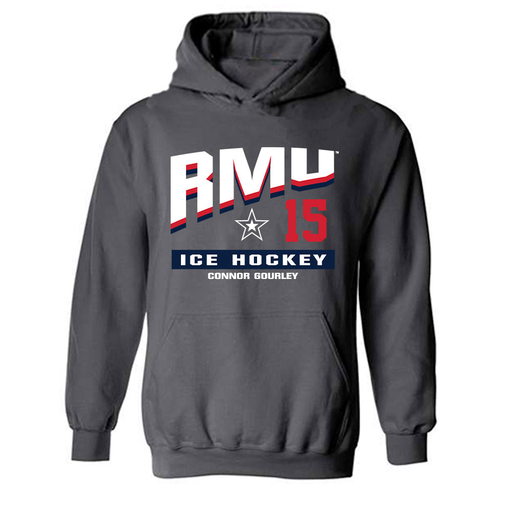 Robert Morris - NCAA Men's Ice Hockey : Connor Gourley - Classic Fashion Shersey Hooded Sweatshirt-0