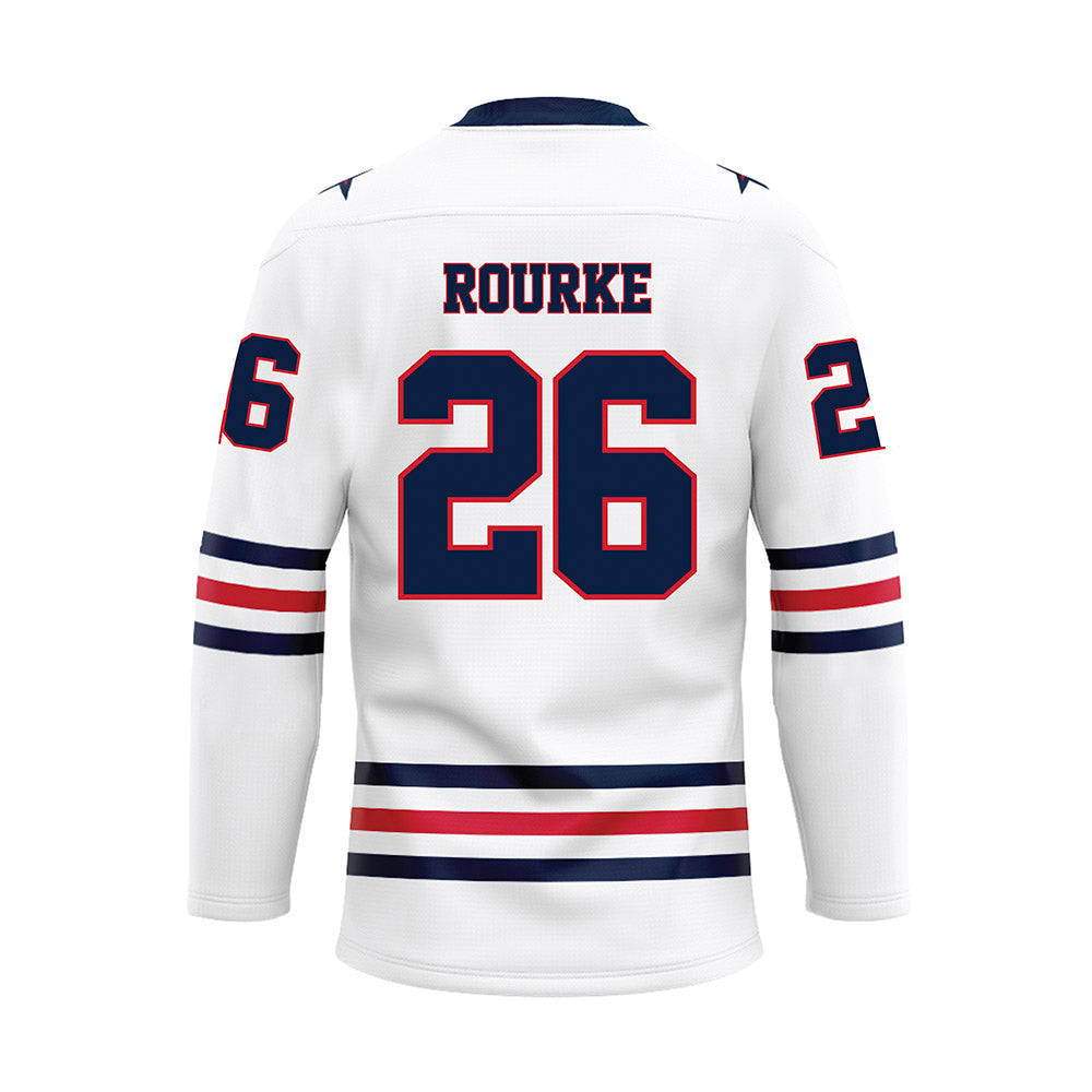 Robert Morris - NCAA Men's Ice Hockey : Braden Rourke - White Hockey Jersey-1