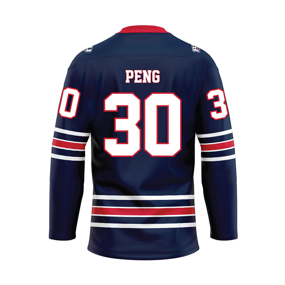 Robert Morris - NCAA Women's Ice Hockey : Yiyi Peng - Navy Hockey Jersey-3