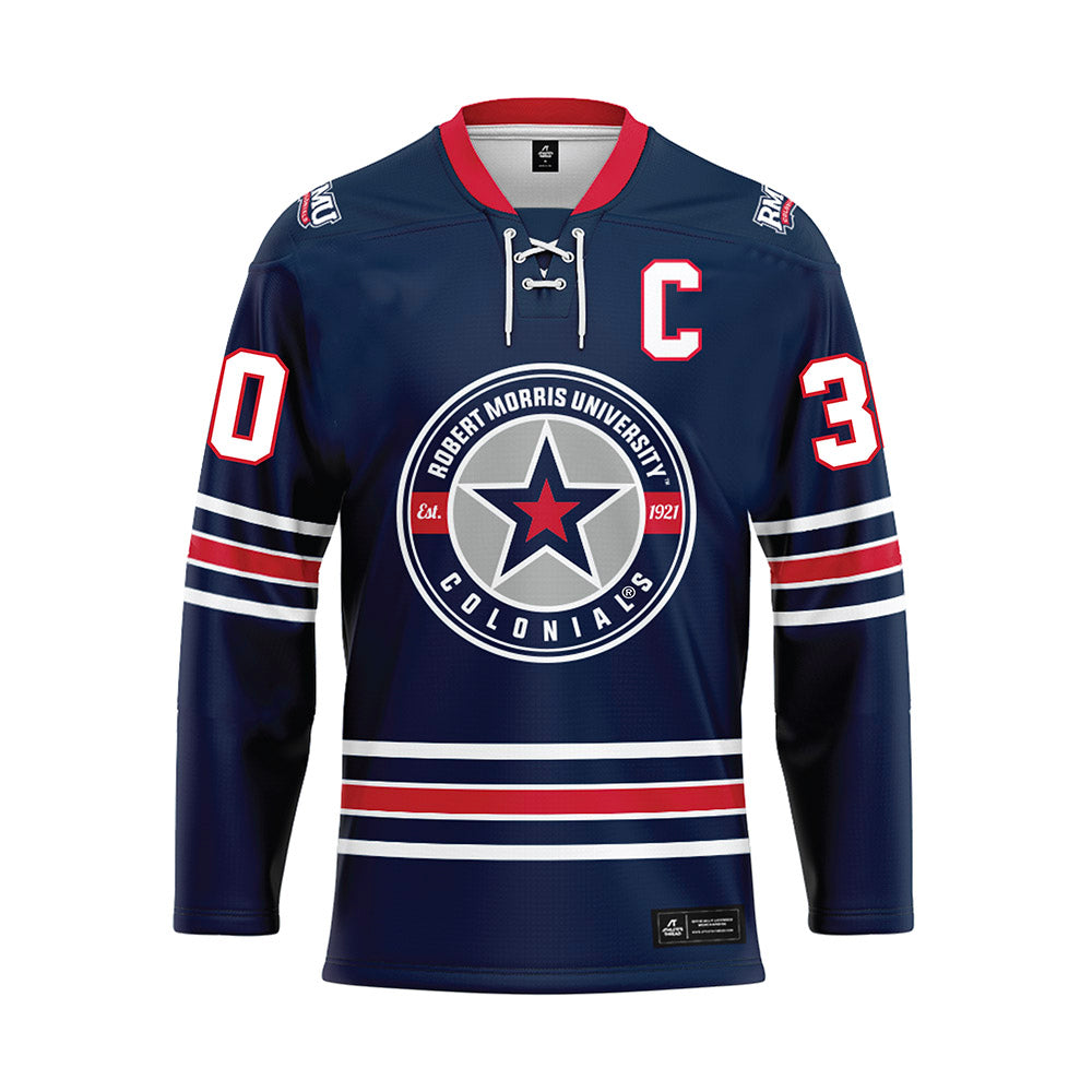 Robert Morris - NCAA Women's Ice Hockey : Yiyi Peng - Navy Hockey Jersey-1