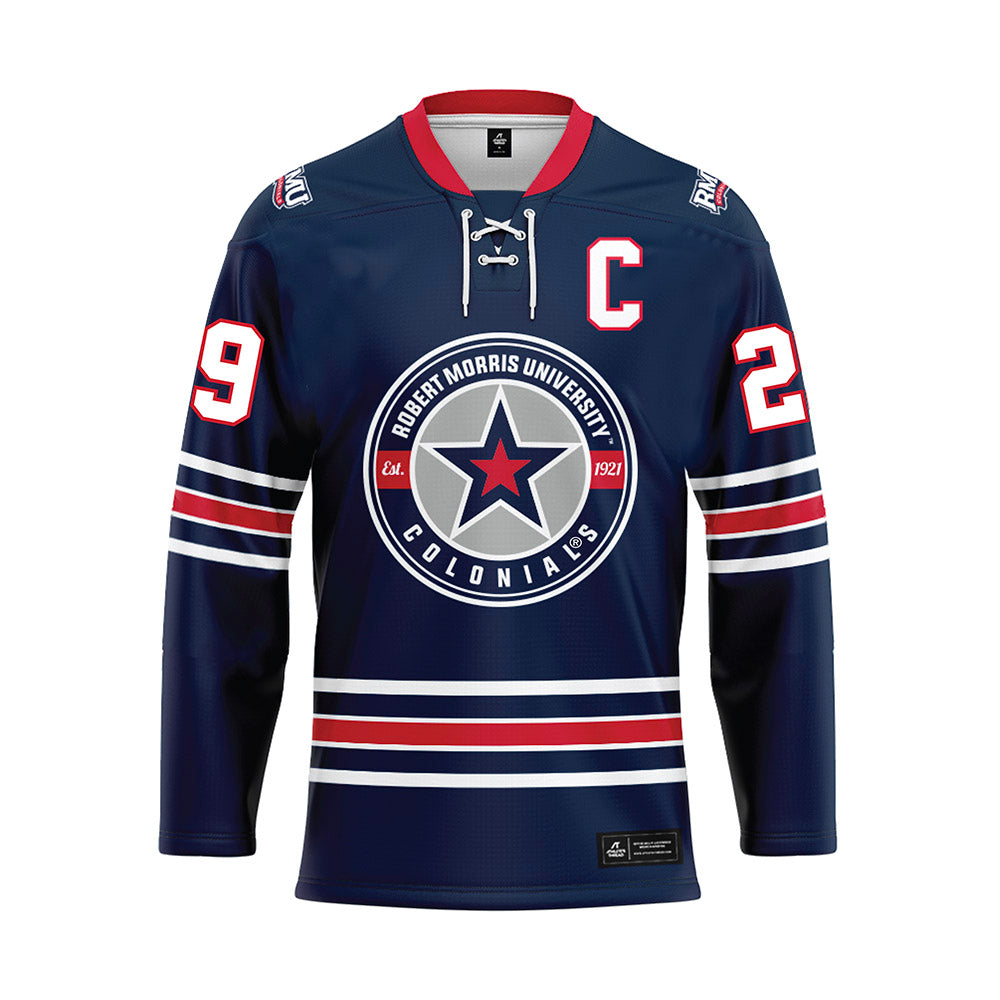 Robert Morris - NCAA Women's Ice Hockey : Maggie Hatch - Navy Hockey Jersey-1
